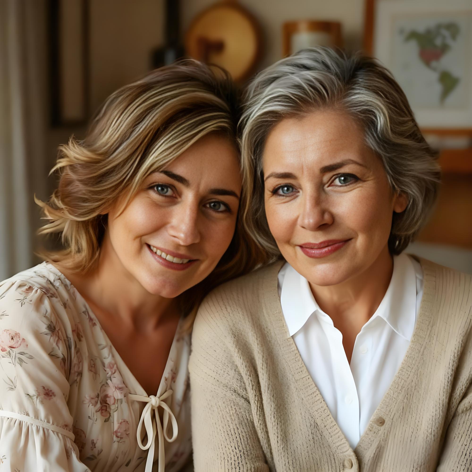 AI photo age progression — watch your age with mom (side-by-side)